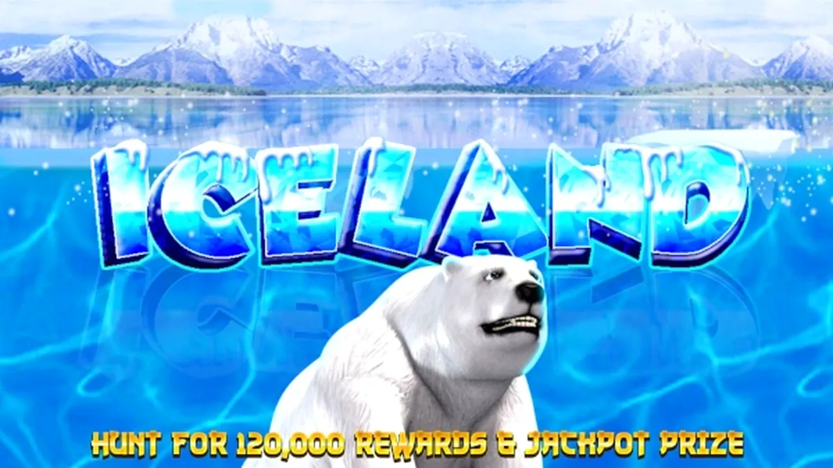 Isang visual na representasyon ng Iceland slot game na may temang yelo at progressive jackpot.